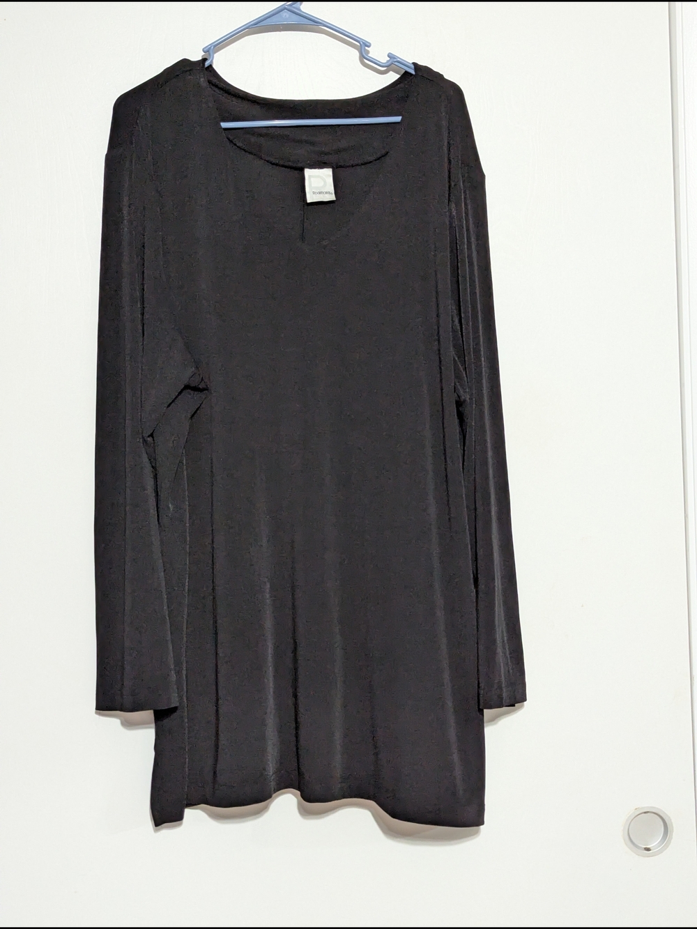 Roaman's Black Long Sleeve Crew Neck Dress